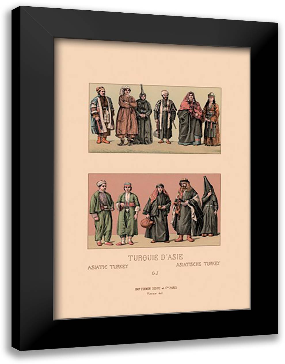 Costumes of Asiatic Turkey 16x22 Black Modern Wood Framed Art Print Poster by Racinet, Auguste