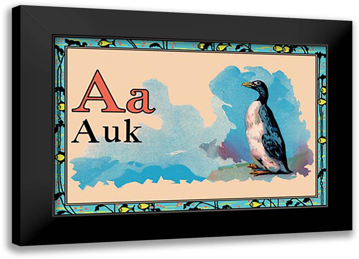 Auk 22x16 Black Modern Wood Framed Art Print Poster