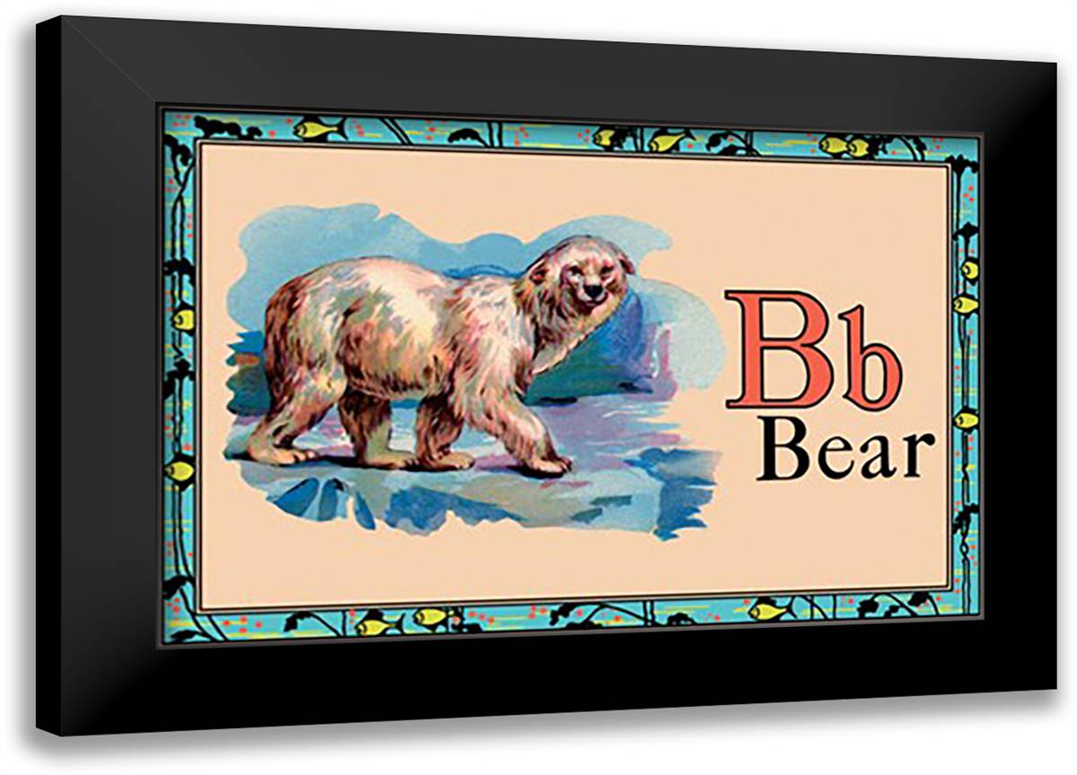 Bear 22x16 Black Modern Wood Framed Art Print Poster