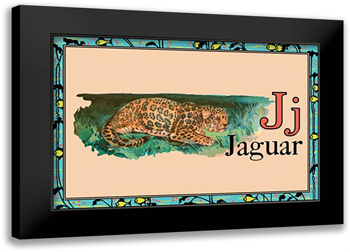 Jaguar 22x16 Black Modern Wood Framed Art Print Poster