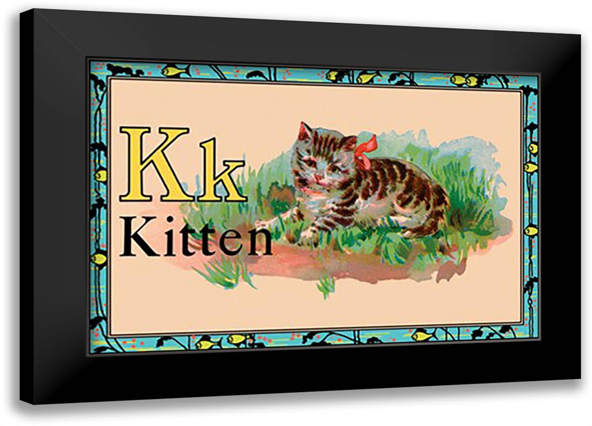 Kitten 22x16 Black Modern Wood Framed Art Print Poster