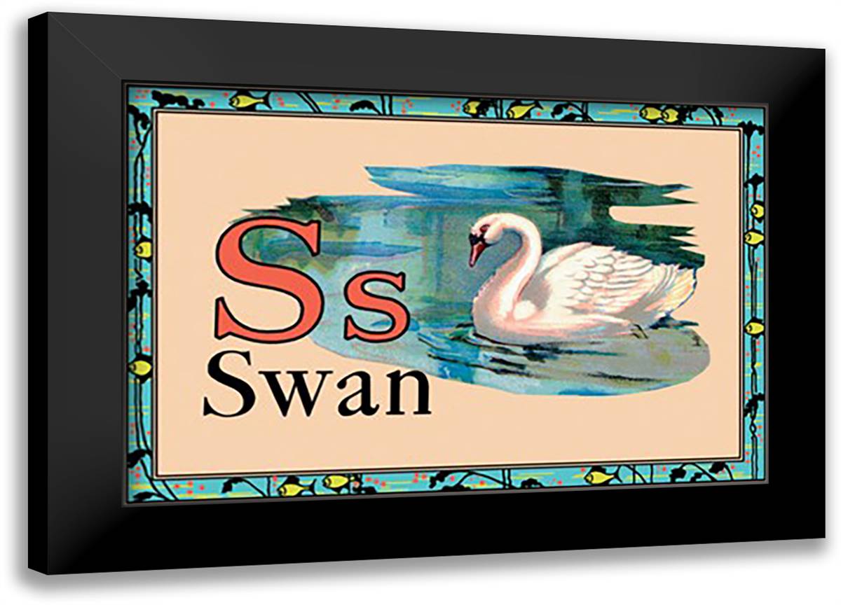 Swan 22x16 Black Modern Wood Framed Art Print Poster