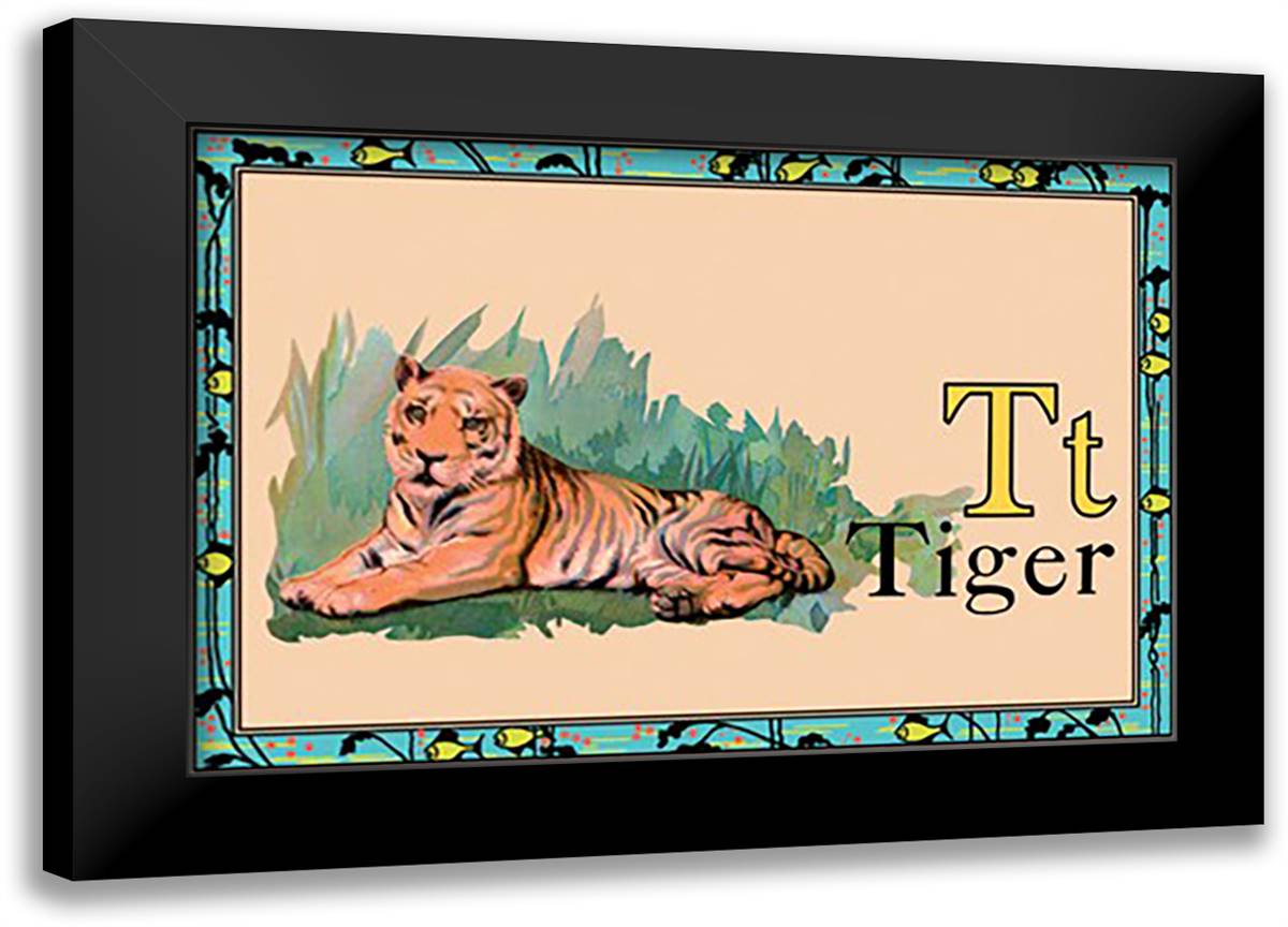 Tiger 22x16 Black Modern Wood Framed Art Print Poster