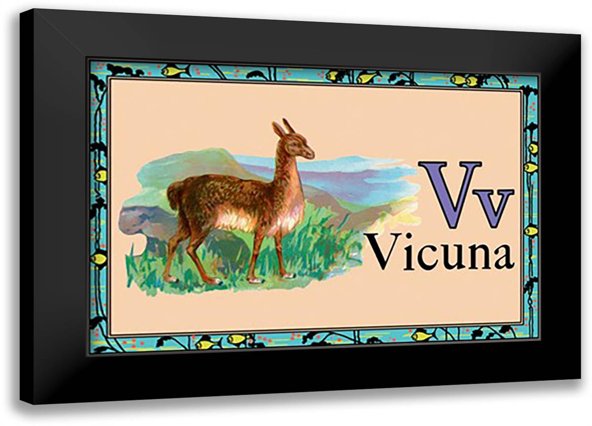 Vicuna 22x16 Black Modern Wood Framed Art Print Poster