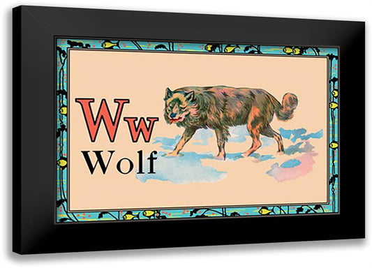 Wolf 22x16 Black Modern Wood Framed Art Print Poster