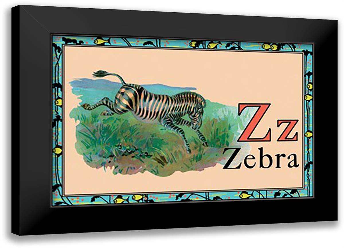 Zebra 22x16 Black Modern Wood Framed Art Print Poster