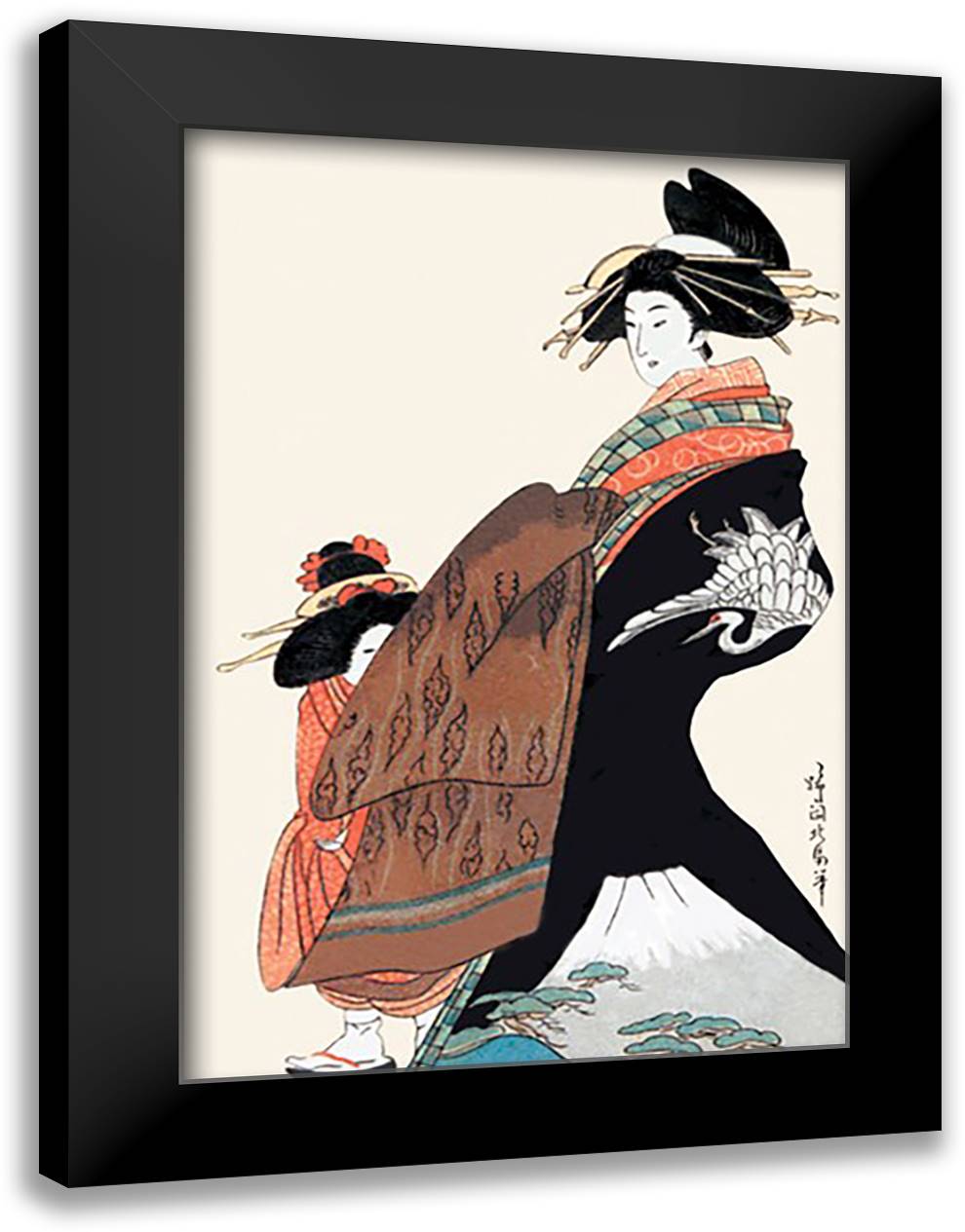 Bird Lady 16x22 Black Modern Wood Framed Art Print Poster