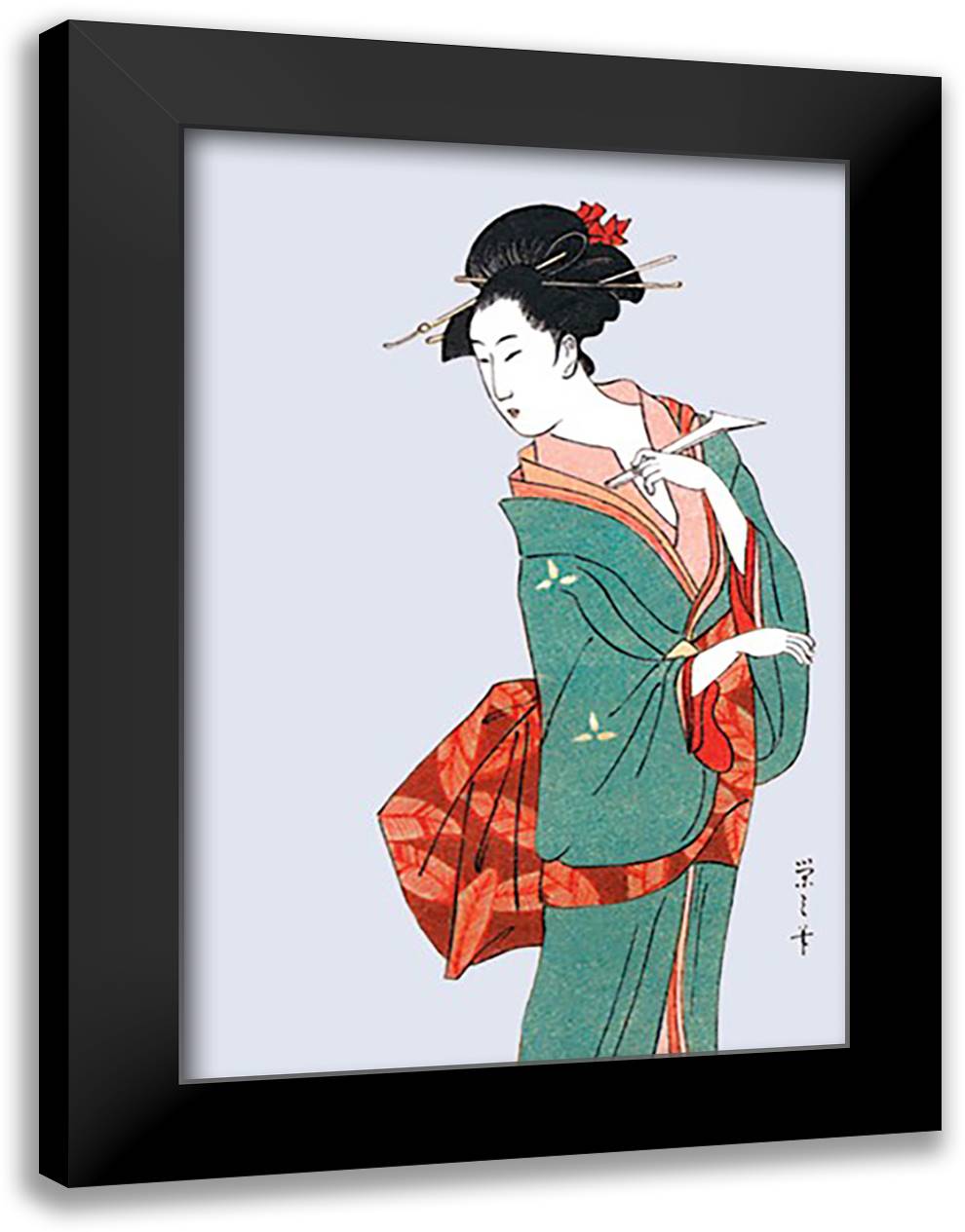Posing 16x22 Black Modern Wood Framed Art Print Poster