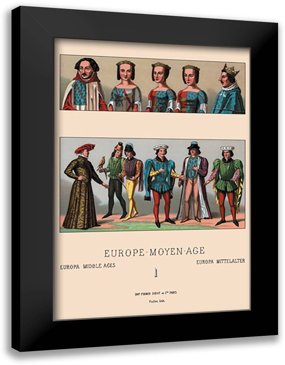 Civil Costumes of the French Nobility, 1364-1461 #2 16x22 Black Modern Wood Framed Art Print Poster by Racinet, Auguste