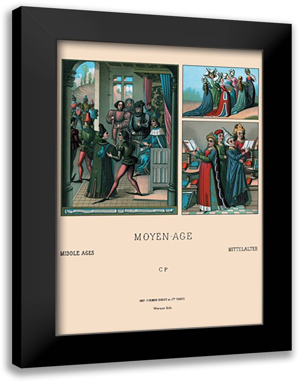 People and Places of Medieval Europe 16x22 Black Modern Wood Framed Art Print Poster by Racinet, Auguste