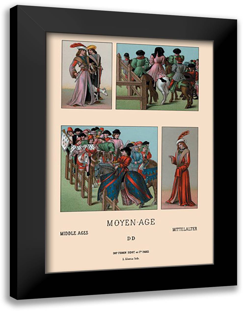 People and Places of the Middle Ages 16x22 Black Modern Wood Framed Art Print Poster by Racinet, Auguste