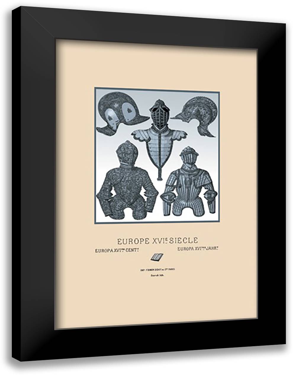 Spanish Armor of the Sixteenth Century 16x22 Black Modern Wood Framed Art Print Poster by Racinet, Auguste