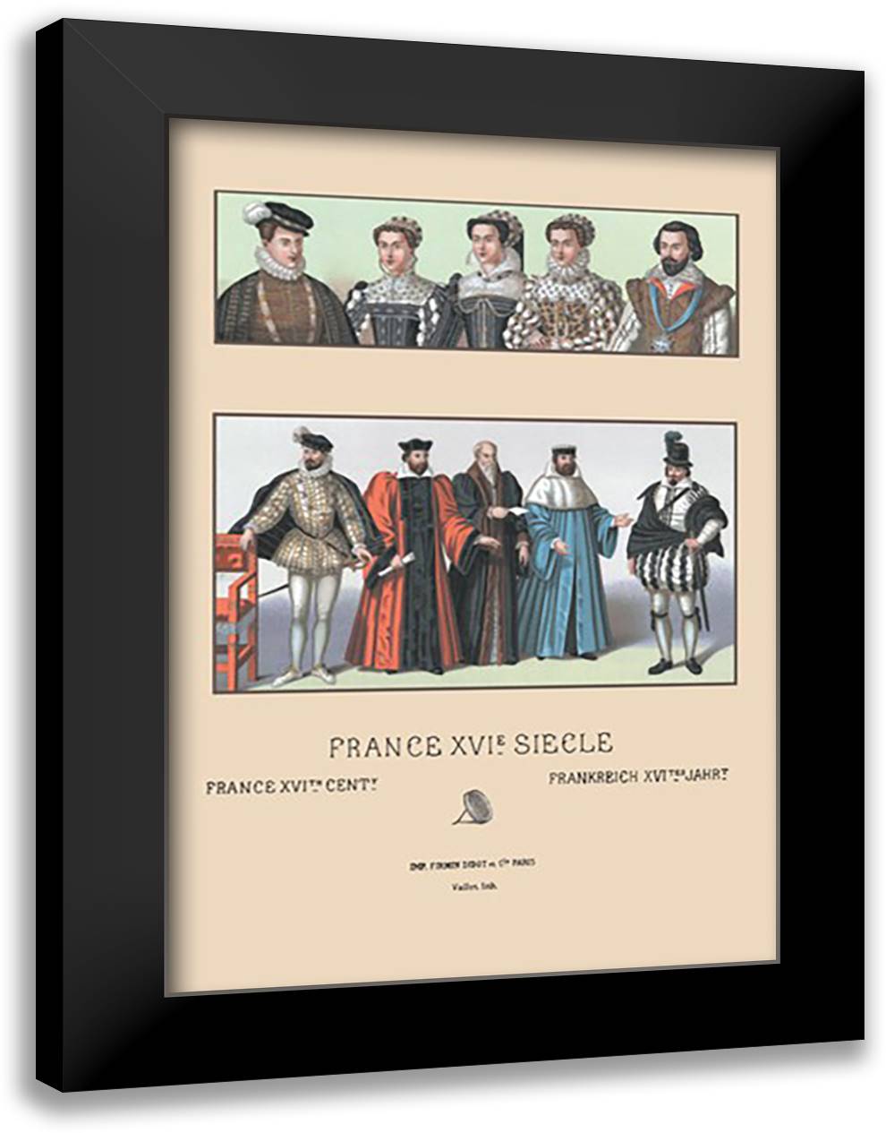 Costumes of the French Magistrate, Sixteenth Century 16x22 Black Modern Wood Framed Art Print Poster by Racinet, Auguste
