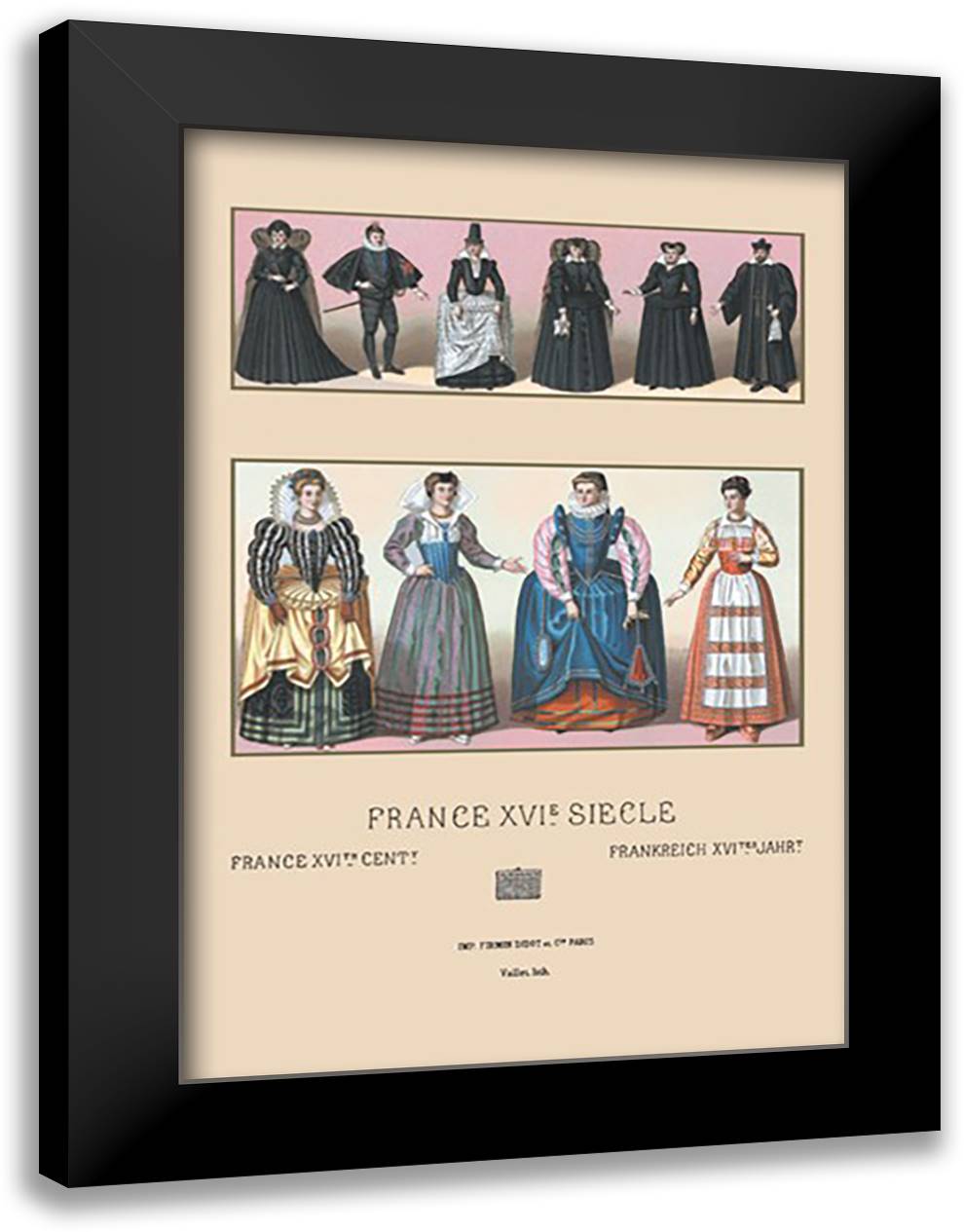 French Bourgeoisie of the Sixteenth Century 16x22 Black Modern Wood Framed Art Print Poster by Racinet, Auguste