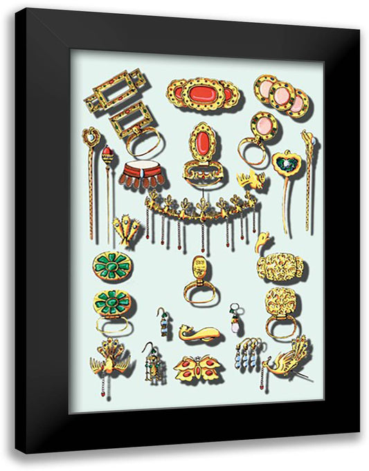 Chinese Jewelry 16x22 Black Modern Wood Framed Art Print Poster