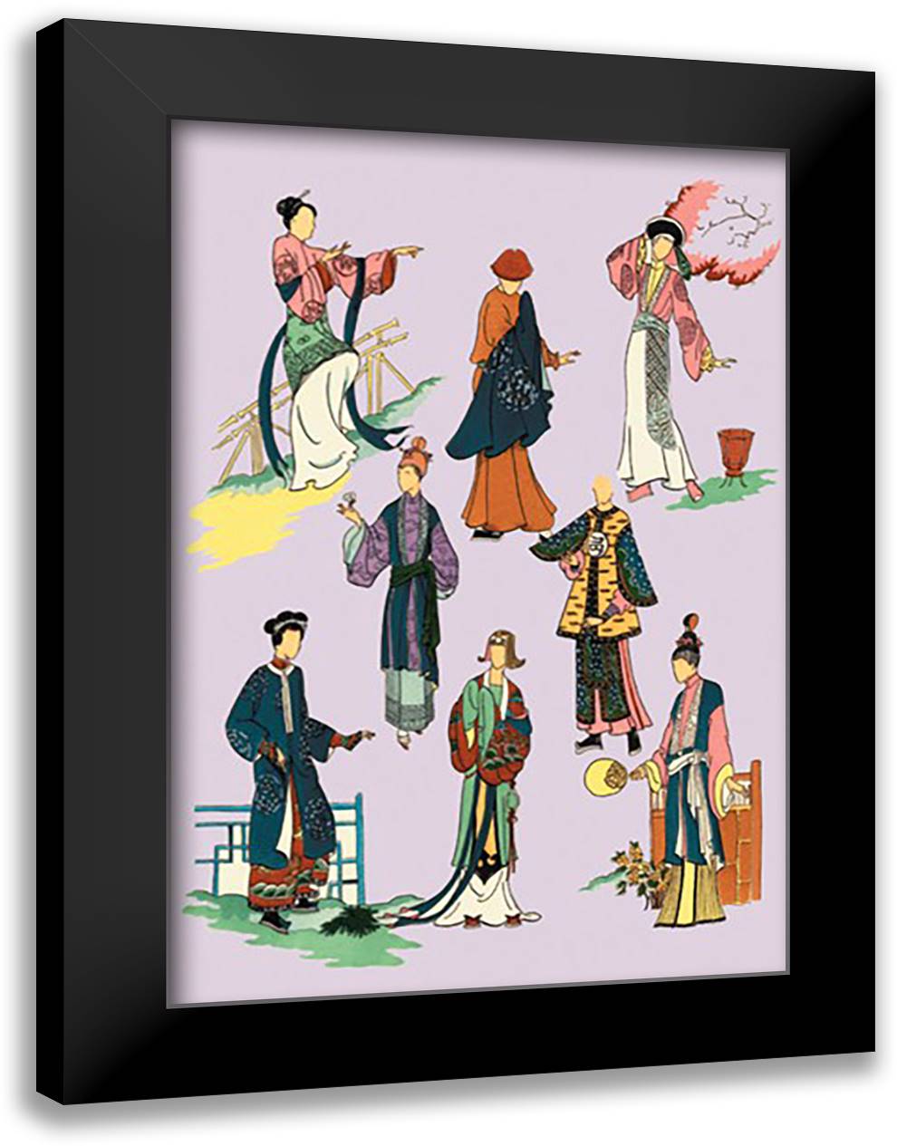 Study of Chinese Fashion 16x22 Black Modern Wood Framed Art Print Poster