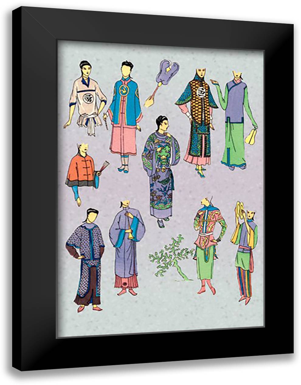 Chinese Fashions for the Affluent 16x22 Black Modern Wood Framed Art Print Poster