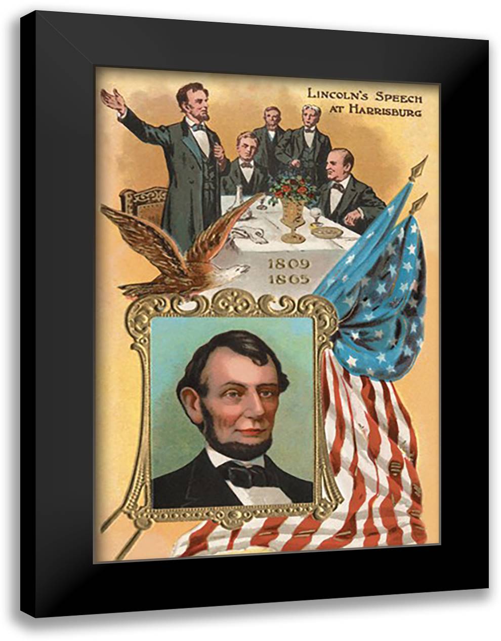 Lincoln's Speech at Harrisburg 16x22 Black Modern Wood Framed Art Print Poster