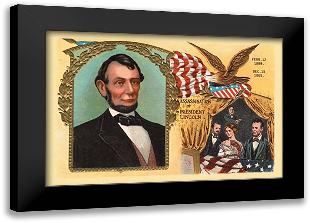 Assassination of President Lincoln 22x16 Black Modern Wood Framed Art Print Poster