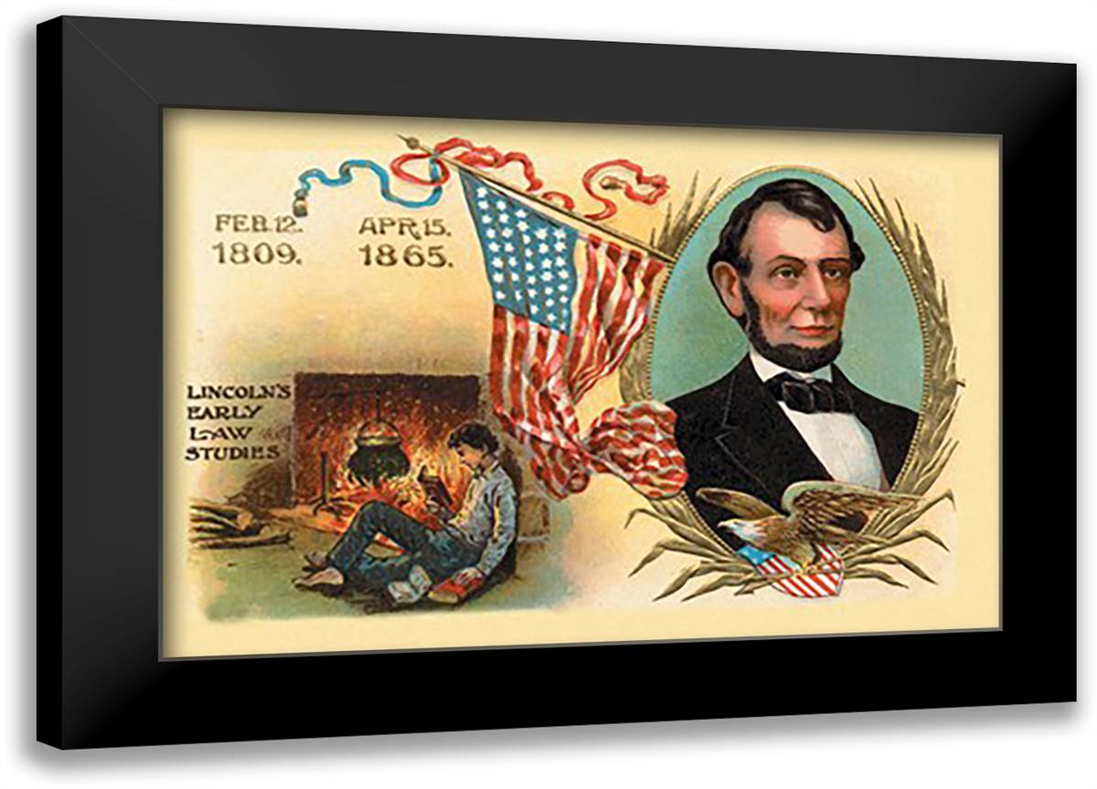 Lincoln's Early Law Studies 22x16 Black Modern Wood Framed Art Print Poster