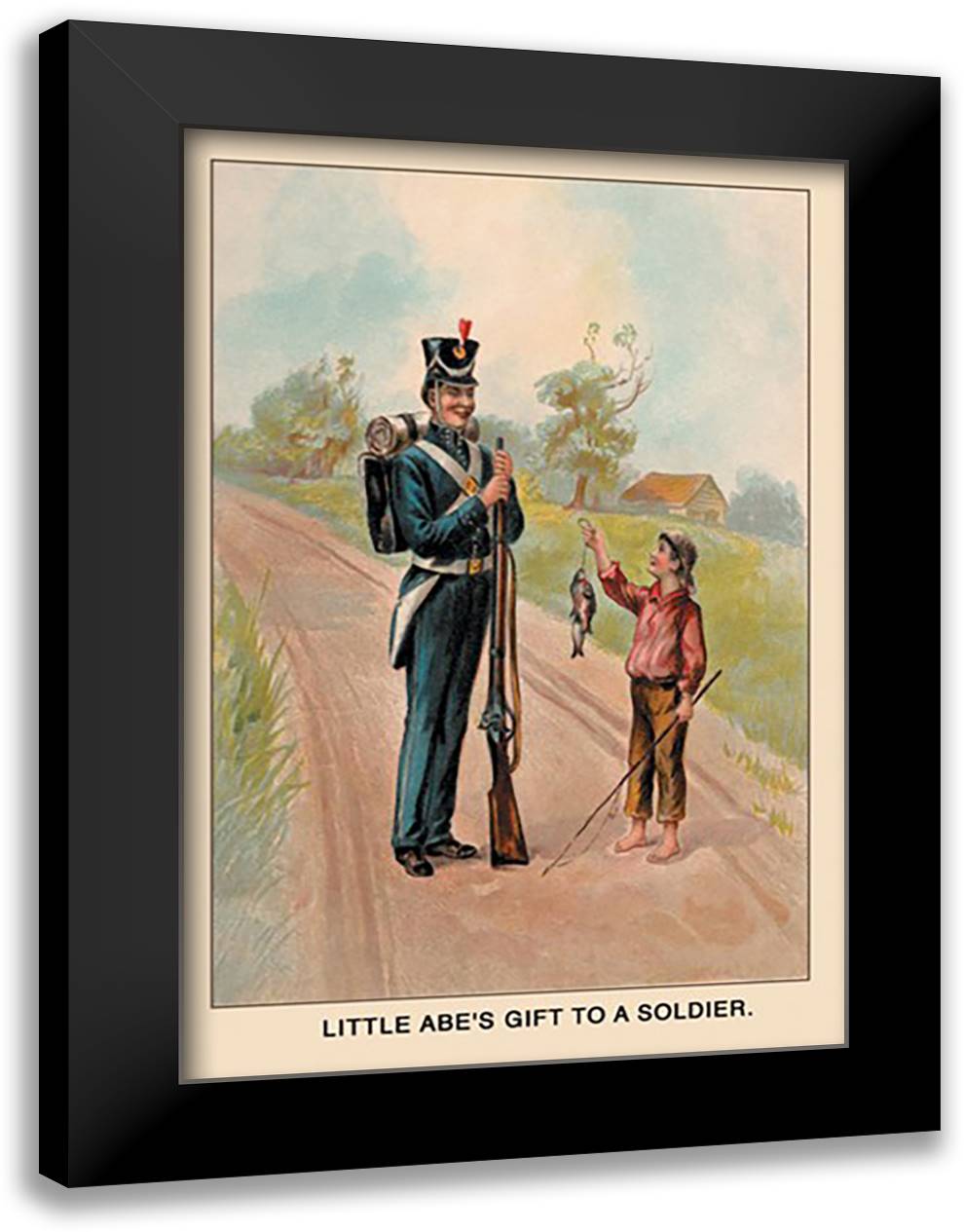 Little Abe's Gift to a Soldier 16x22 Black Modern Wood Framed Art Print Poster by Putnam, Harriet