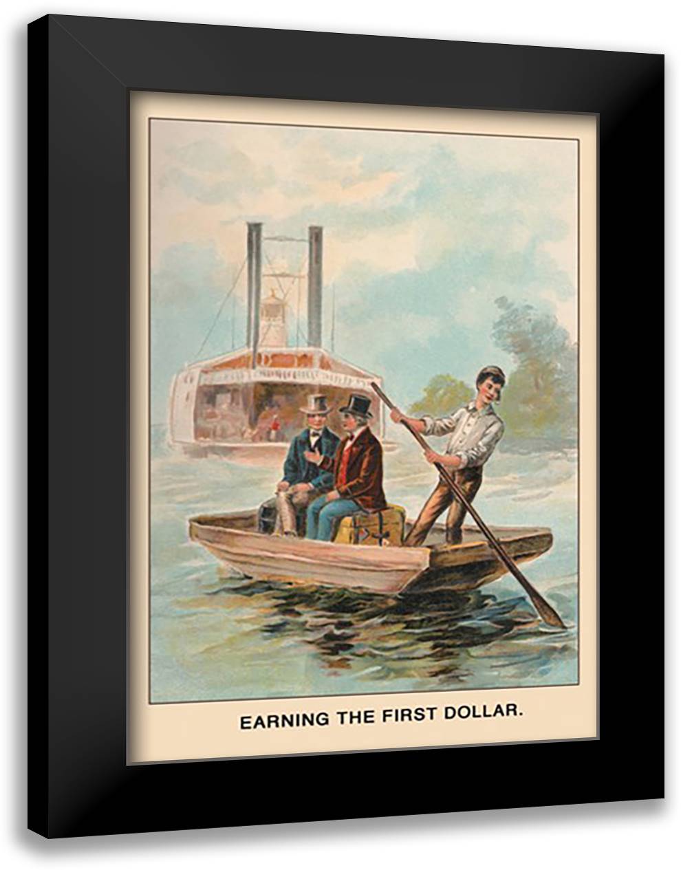 Earning the First Dollar (Abe Lincoln) 16x22 Black Modern Wood Framed Art Print Poster by Putnam, Harriet
