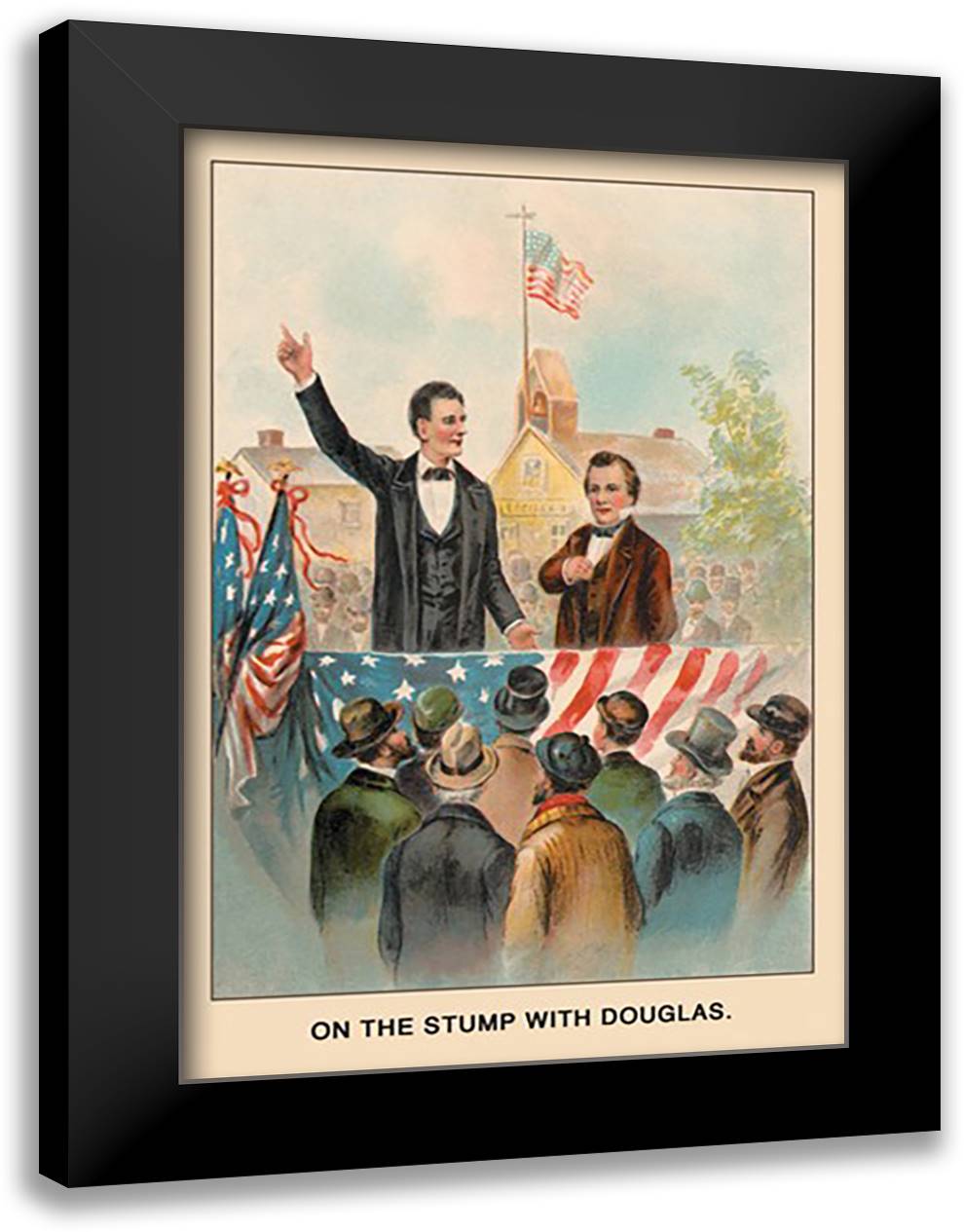 On the Stump with Douglas (Abe Lincoln) 16x22 Black Modern Wood Framed Art Print Poster by Putnam, Harriet