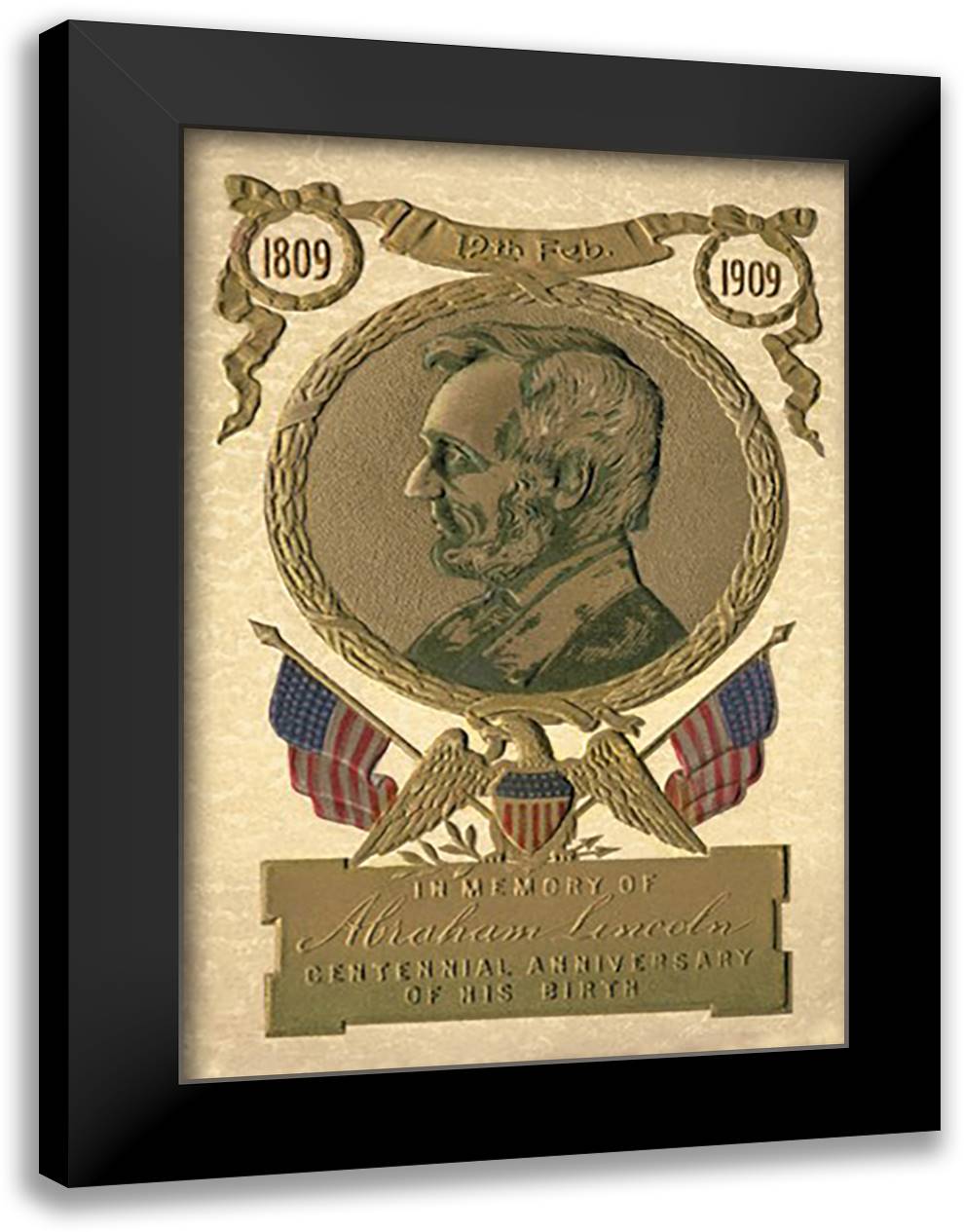 In Memory of Abraham Lincoln - Centennial 16x22 Black Modern Wood Framed Art Print Poster