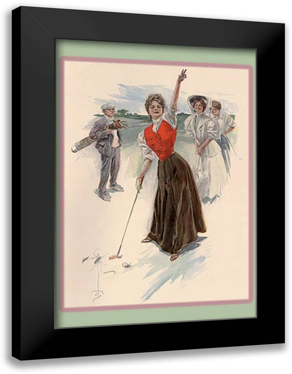 Fore! 16x22 Black Modern Wood Framed Art Print Poster by Fisher, Helen