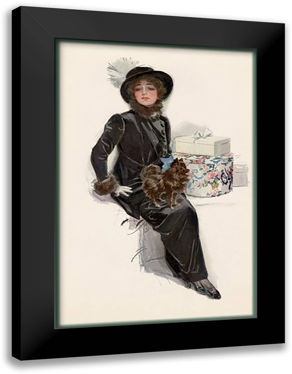 My Lady Waits 16x22 Black Modern Wood Framed Art Print Poster by Fisher, Helen