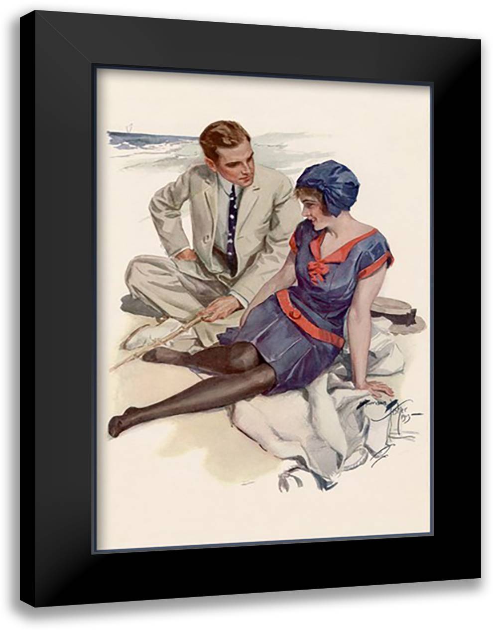 Beach 16x22 Black Modern Wood Framed Art Print Poster by Fisher, Helen