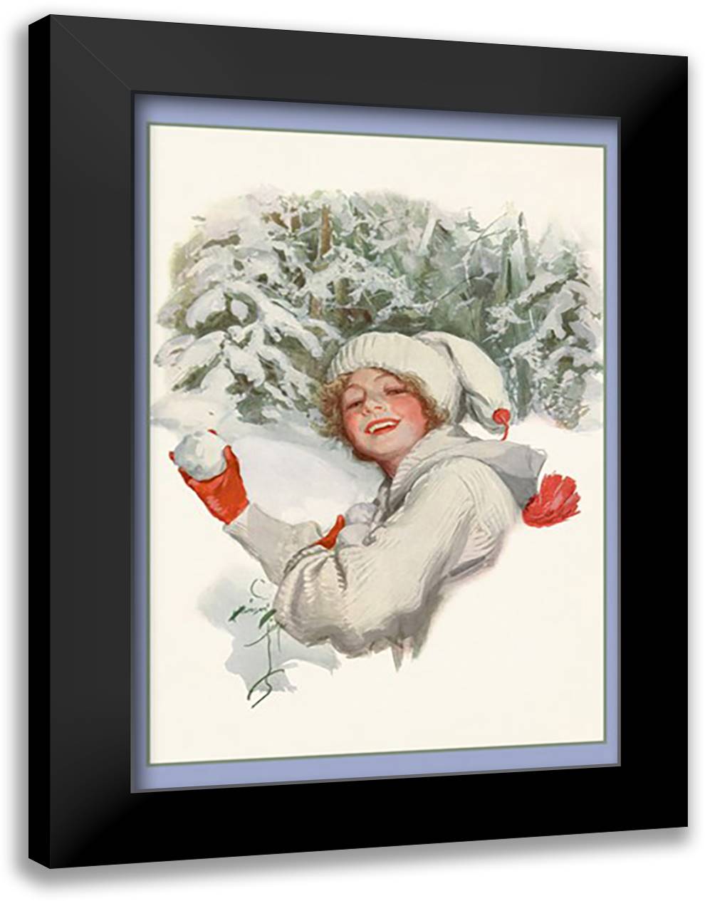 Winter Sport 16x22 Black Modern Wood Framed Art Print Poster by Fisher, Helen