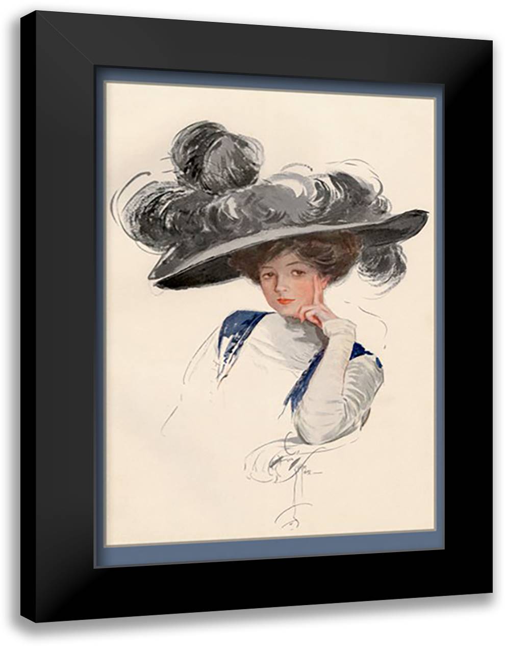 Pondering 16x22 Black Modern Wood Framed Art Print Poster by Fisher, Helen