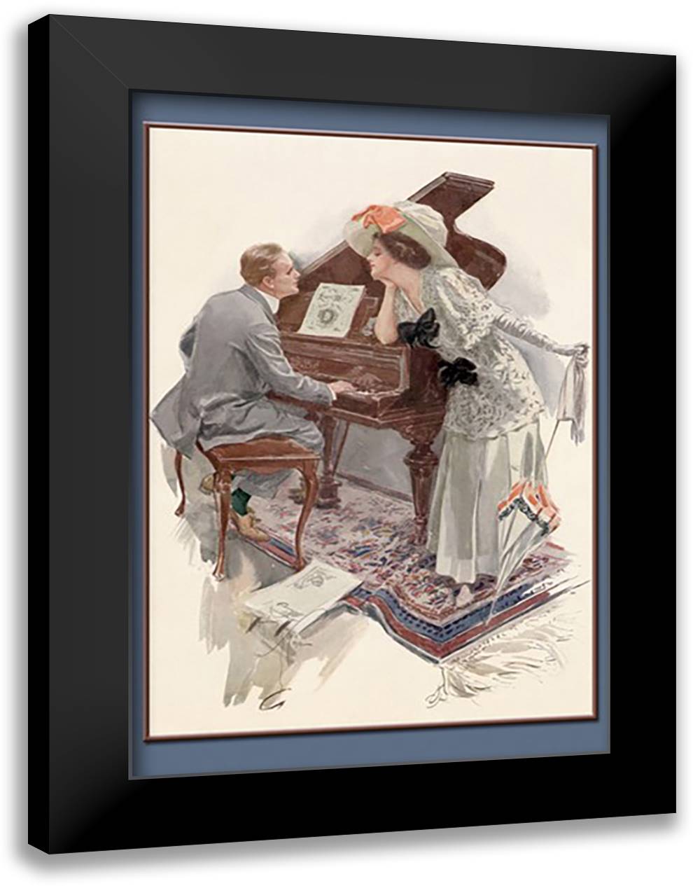 Music Hath Charms 16x22 Black Modern Wood Framed Art Print Poster by Fisher, Helen