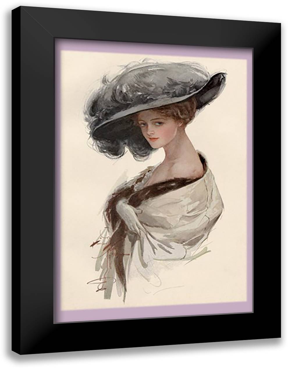 Courting Attention 16x22 Black Modern Wood Framed Art Print Poster by Fisher, Helen