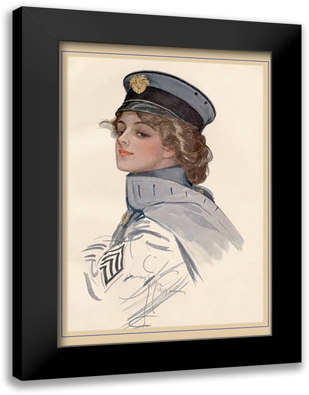 Maid at Arms 16x22 Black Modern Wood Framed Art Print Poster by Fisher, Helen