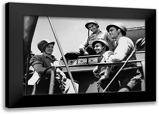 Coast Guard LST Bags Three Japanese Planes 22x16 Black Modern Wood Framed Art Print Poster