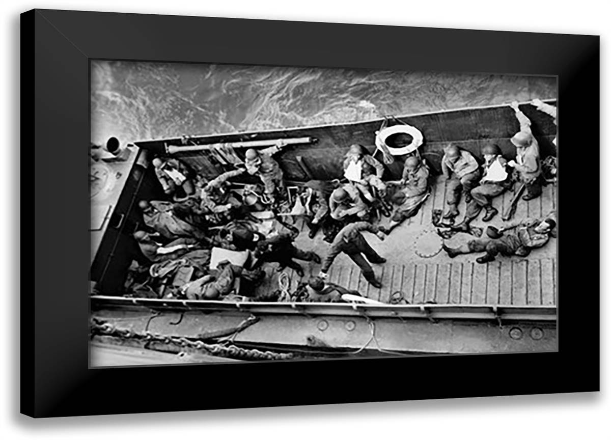 Invasion "Ambulances" Bring out the Wounded 22x16 Black Modern Wood Framed Art Print Poster