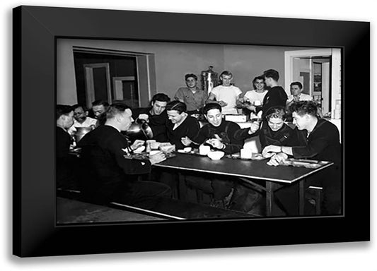 Eating Cafeteria Meal 22x16 Black Modern Wood Framed Art Print Poster