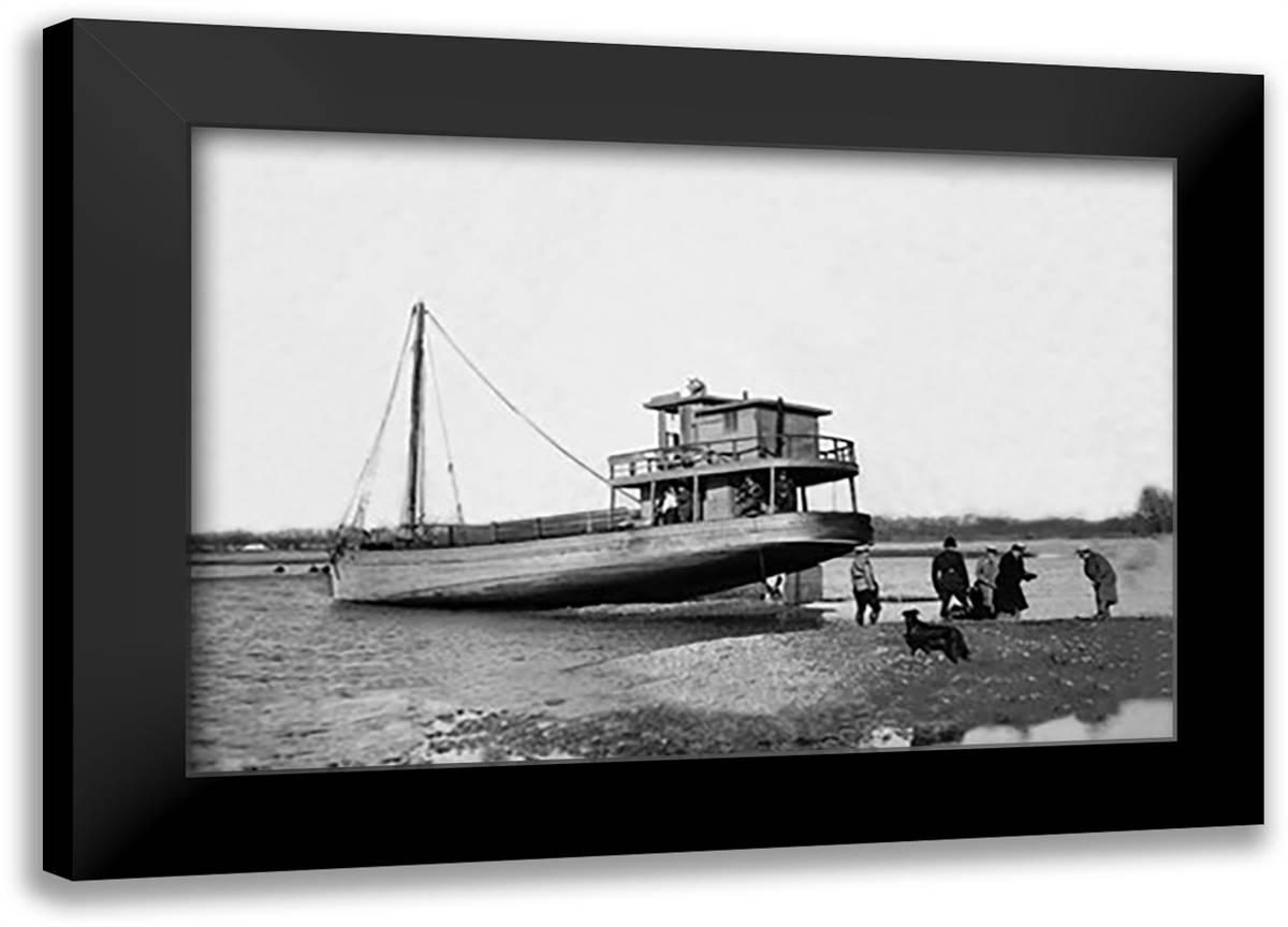 Blotting Up Captured Rum Schooner 22x16 Black Modern Wood Framed Art Print Poster