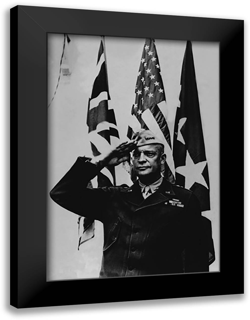 Saluting Eisenhower 16x22 Black Modern Wood Framed Art Print Poster