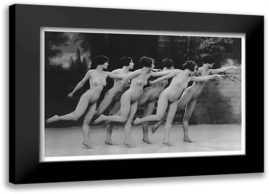 Six Nude Dancers 22x16 Black Modern Wood Framed Art Print Poster