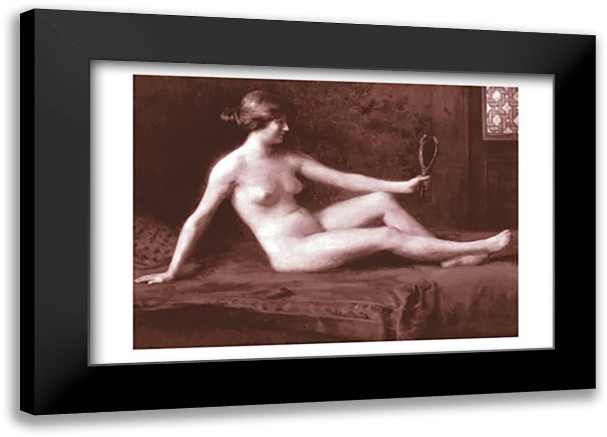 Admiring Herself 22x16 Black Modern Wood Framed Art Print Poster