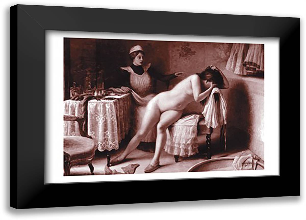 Crying Nude 22x16 Black Modern Wood Framed Art Print Poster