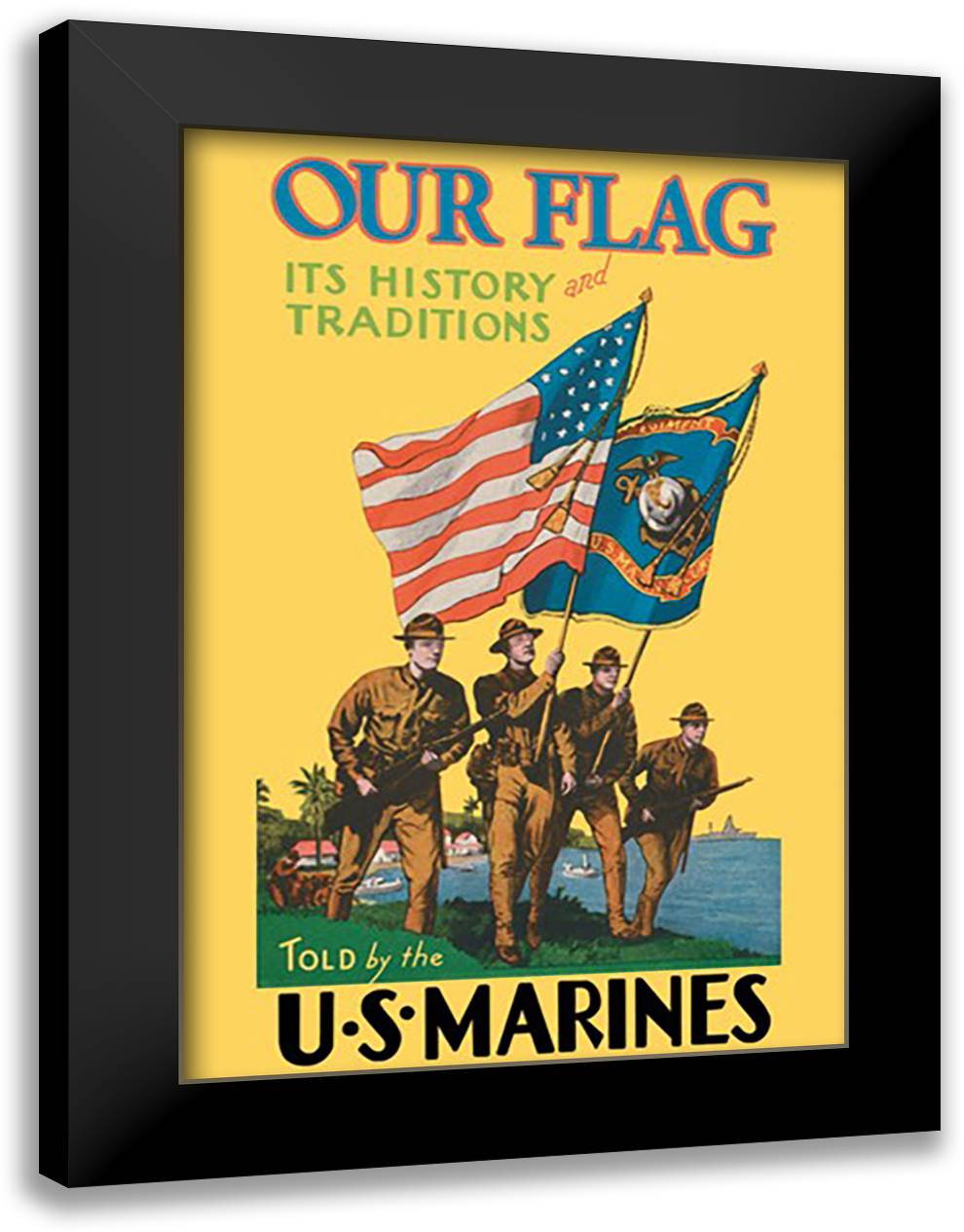 Our Flag #1 16x22 Black Modern Wood Framed Art Print Poster