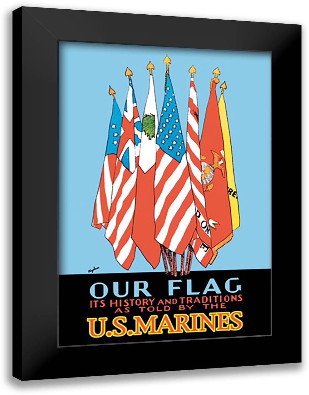 Our Flag #2 16x22 Black Modern Wood Framed Art Print Poster by Woyshner
