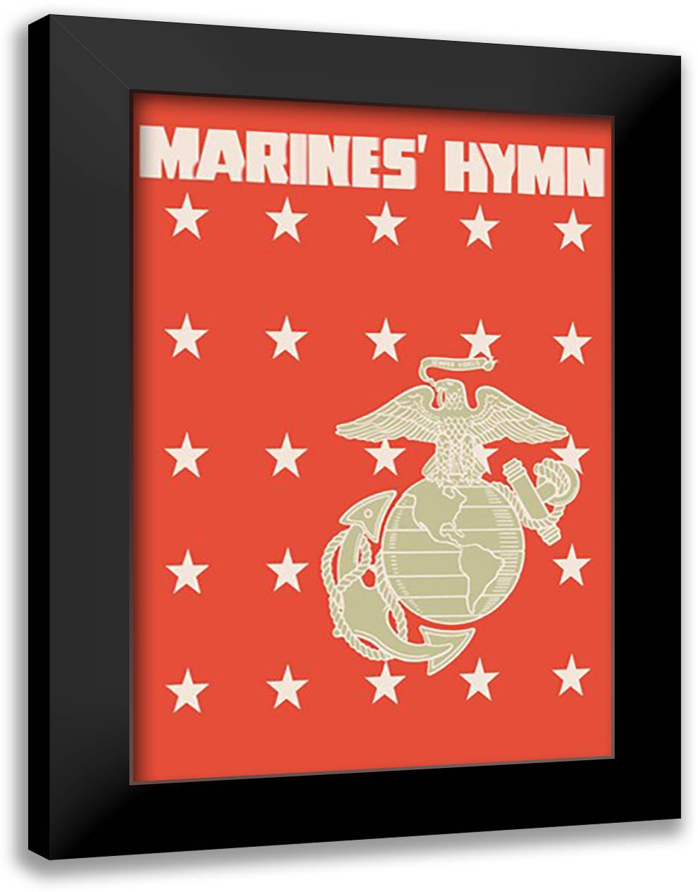Marines' Hymn #2 16x22 Black Modern Wood Framed Art Print Poster