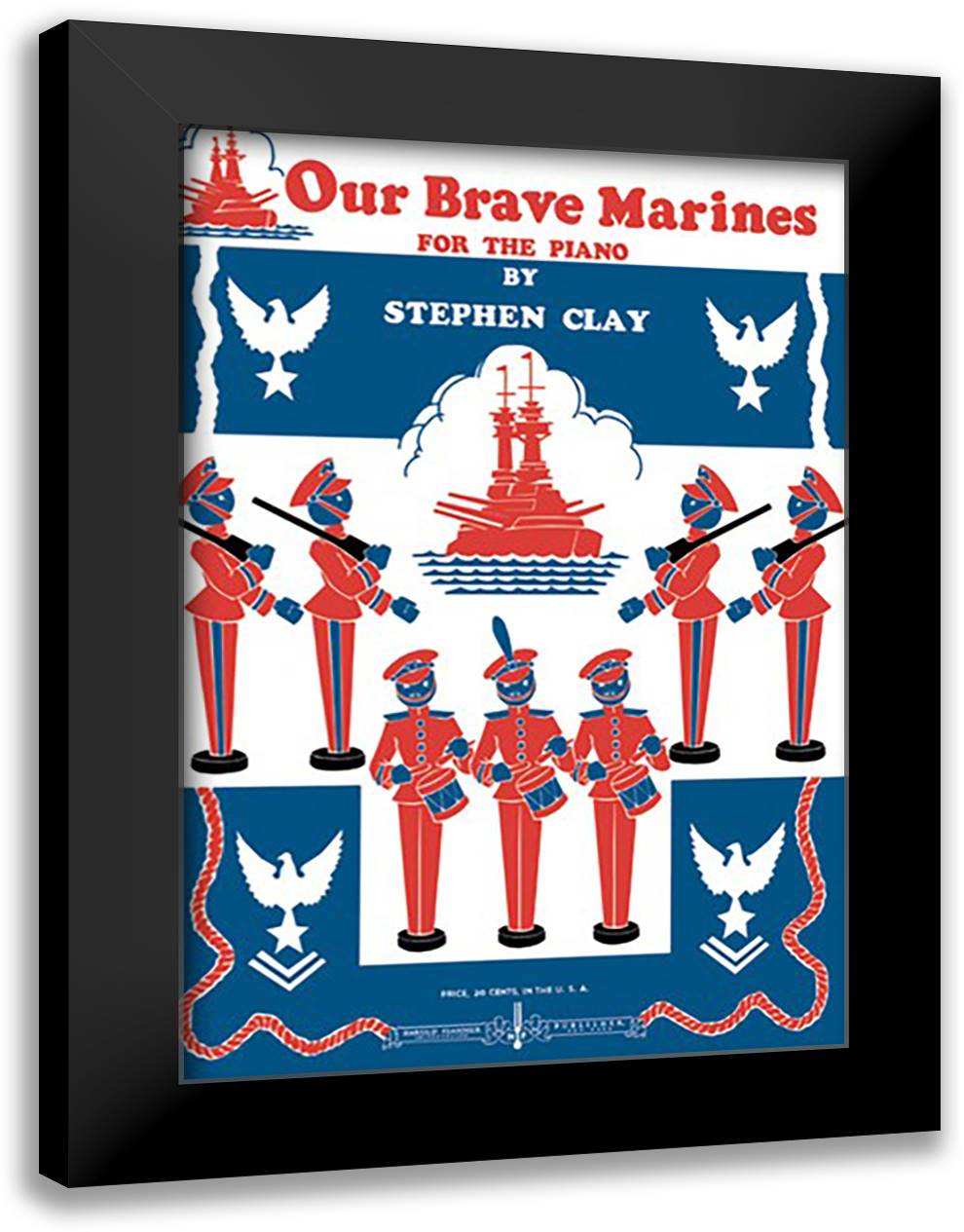 Our Brave Marines 16x22 Black Modern Wood Framed Art Print Poster