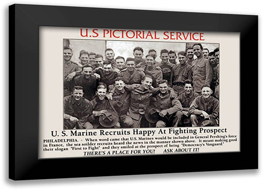 U.S. Marine Recruits 22x16 Black Modern Wood Framed Art Print Poster