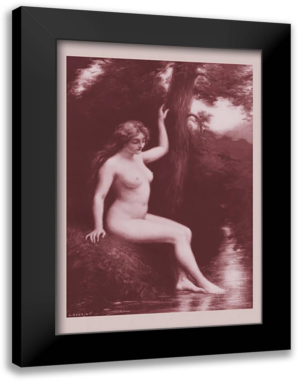 Stream 16x22 Black Modern Wood Framed Art Print Poster by Hanriot, A.